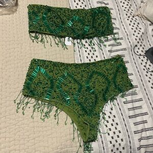 Green sequined XL set